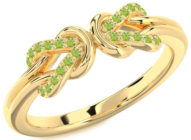 Peridot Gold Infinity Knot Round Ring