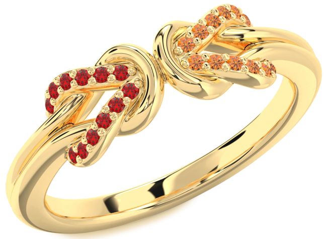 Ruby & Citrine Gold Infinity Knot Round Promise Ring