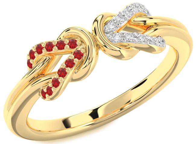 Diamond & Ruby Gold Silver Infinity Knot Round Promise Ring