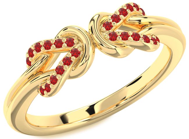Ruby Gold Infinity Knot Round Ring