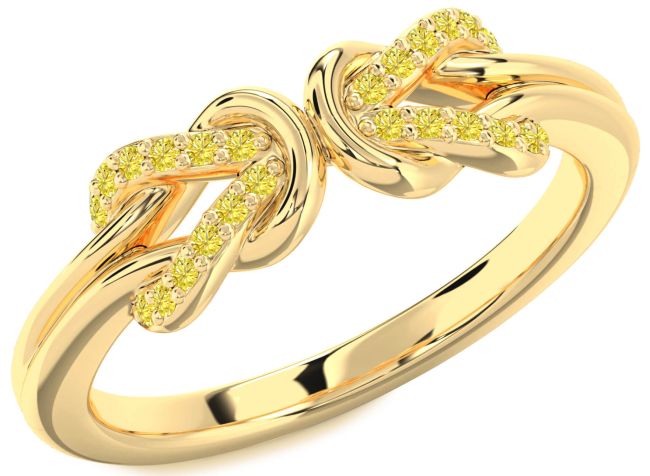 Yellow Diamond Gold Infinity Knot Round Ring