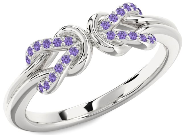 Alexandrite Silver Infinity Knot Round Ring