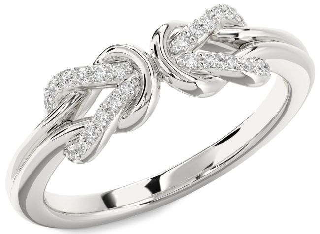 Lab Diamond Silver Infinity Knot Round Ring