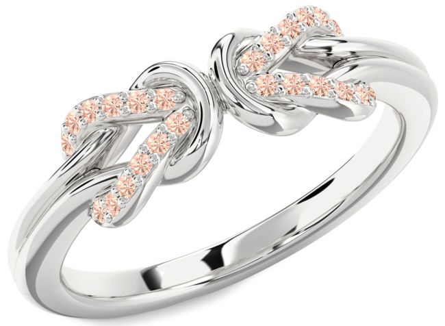 Morganite Silver Infinity Knot Round Ring
