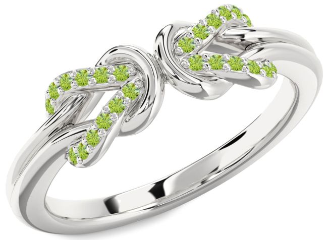 Peridot Silver Infinity Knot Round Ring