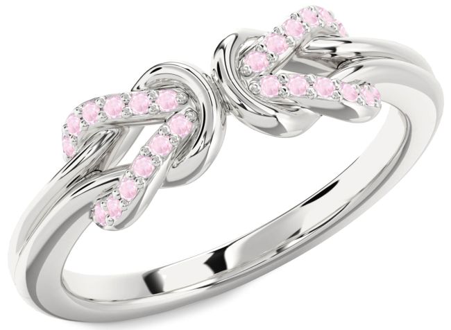 Rose Quartz Silver Infinity Knot Round Ring