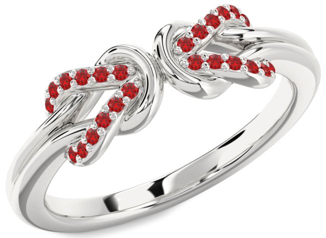 Ruby Silver Infinity Knot Round Ring