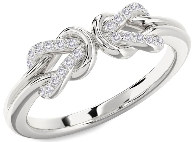Salt & Pepper Diamond Silver Infinity Knot Round Ring