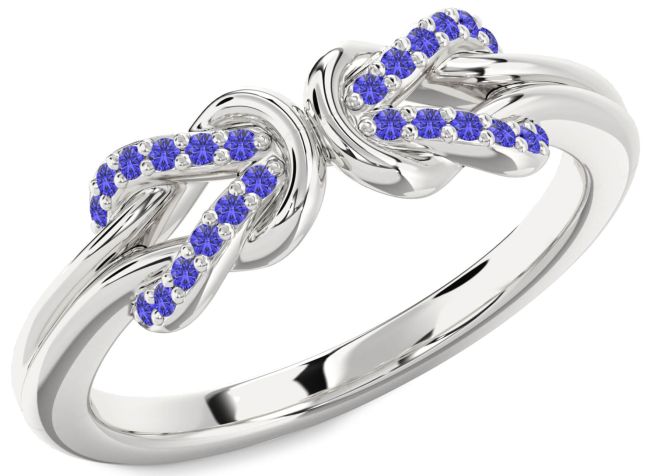 Tanzanite Silver Infinity Knot Round Ring