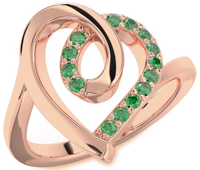 Emerald Rose Gold Heart Ring