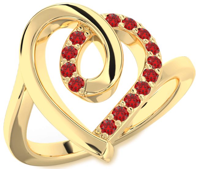 Ruby Gold Heart Ring