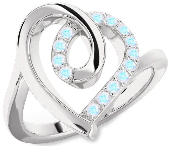 Moonstone Platinum Heart Ring