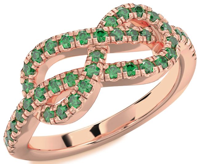 Emerald Rose Gold Infinity Ring