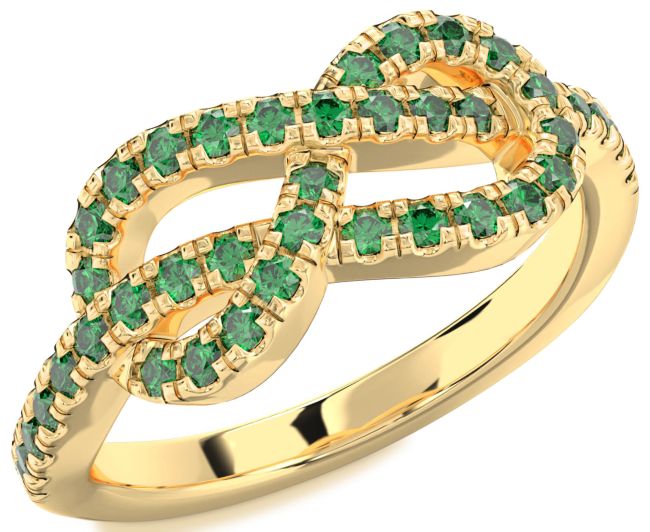 Emerald Gold Silver Infinity Ring