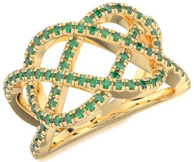 Emerald Gold Silver Infinity Ring