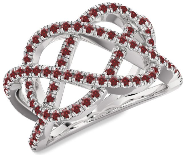Garnet Platinum Infinity Ring
