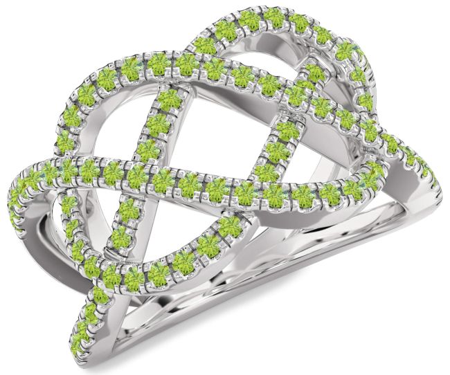 Peridot Platinum Infinity Ring