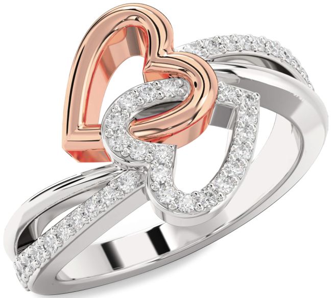 Diamond White Rose Gold Heart Ring
