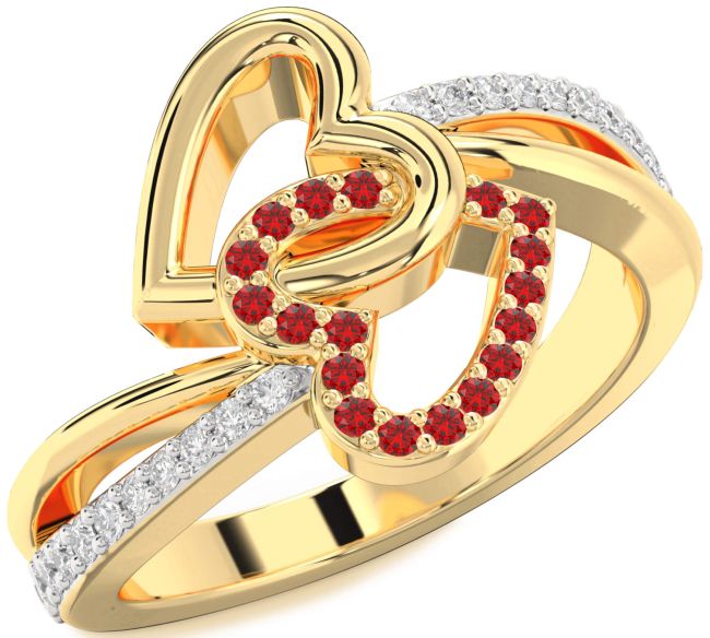 Diamond Ruby Gold Heart Ring