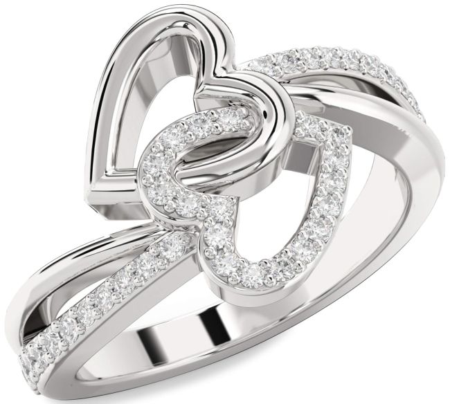 Diamond Silver Heart Ring