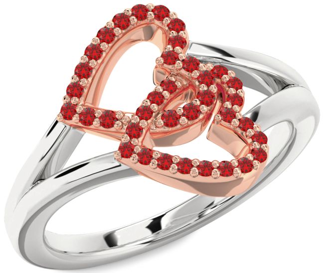 Ruby Rose Gold Silver Heart Ring