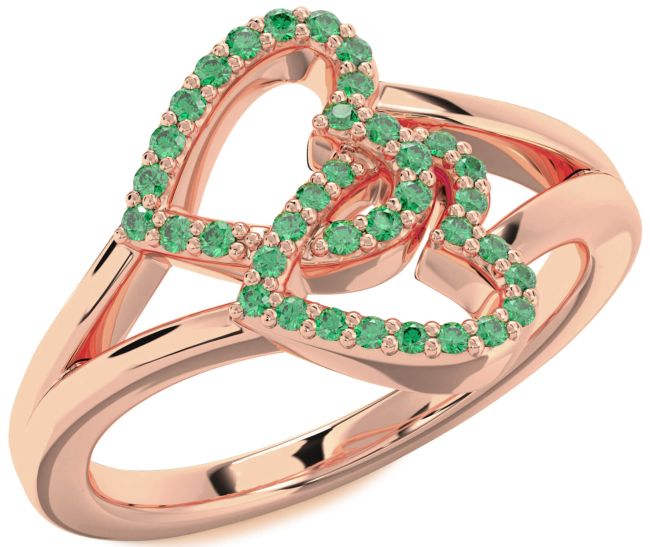 Emerald Rose Gold Heart Ring