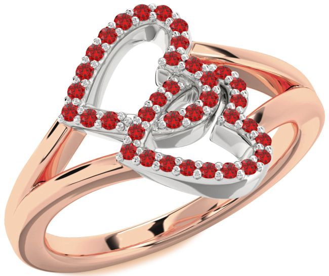 Ruby Rose Gold Silver Heart Ring