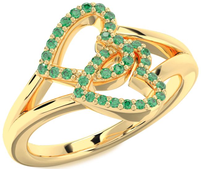 Emerald Gold Heart Ring