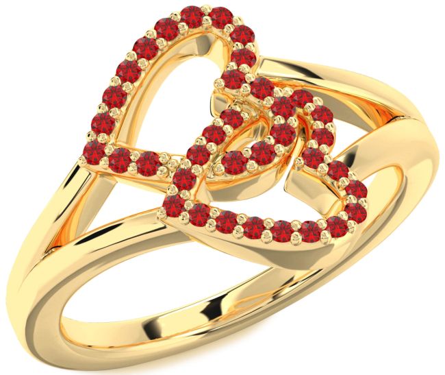 Ruby Gold Heart Ring