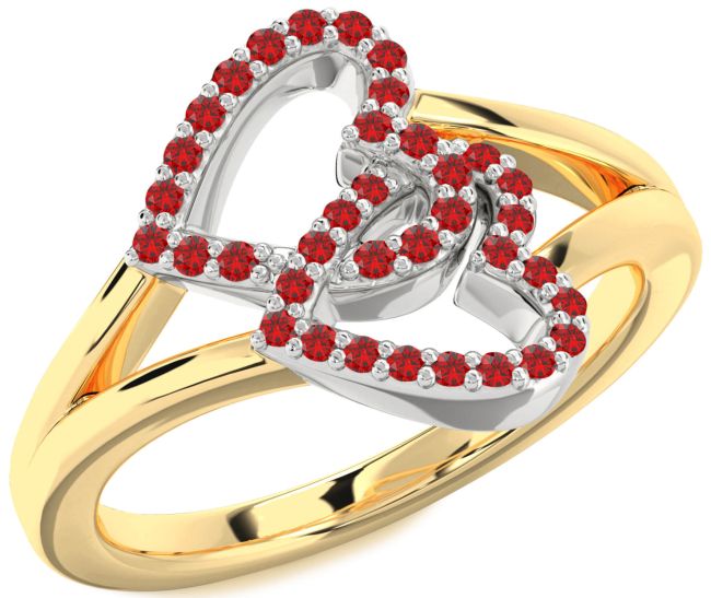 Ruby Gold Silver Heart Ring