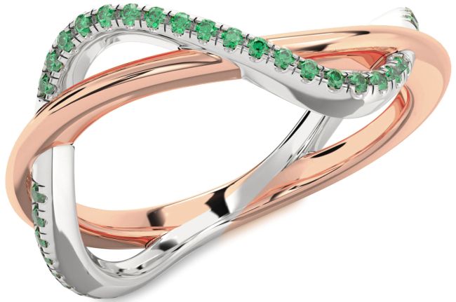 Emerald Platinum & Rose Gold Infinity Ring