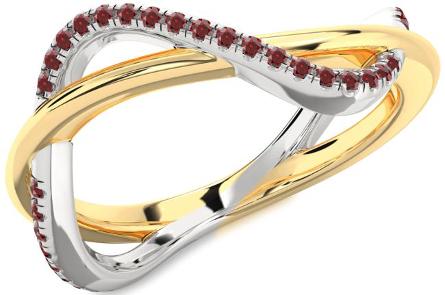 Garnet Silver & 10K gold Infinity Ring