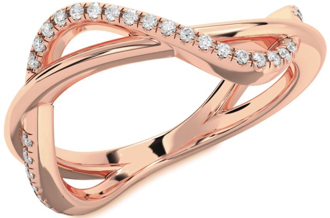 Diamond Rose Gold Silver Infinity Ring