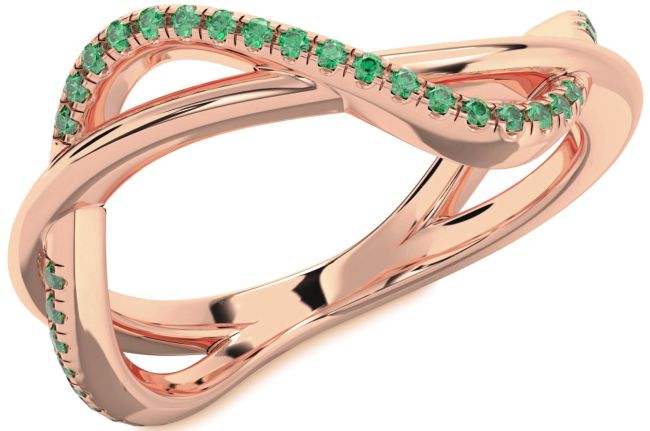 Emerald Rose Gold Infinity Ring