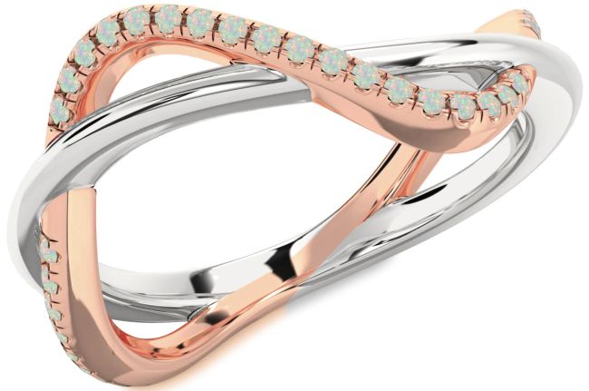 Opal Platinum & Rose Gold Infinity Ring