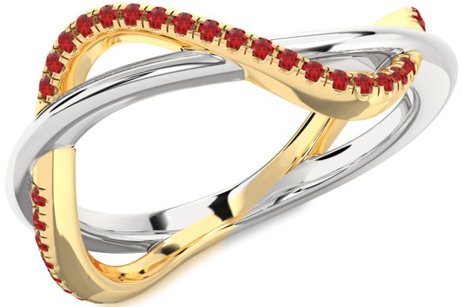Ruby Gold Silver Infinity Ring