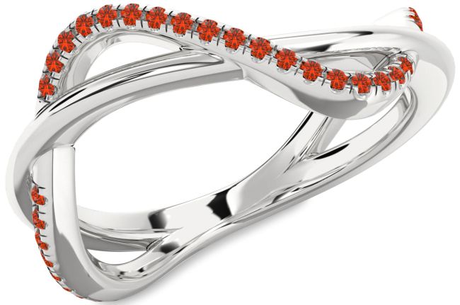 Fire Opal Platinum Infinity Ring