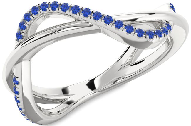 Blue Sapphire Silver Infinity Ring
