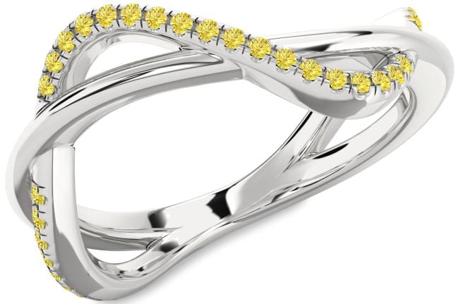 Yellow Diamond Platinum Infinity Ring
