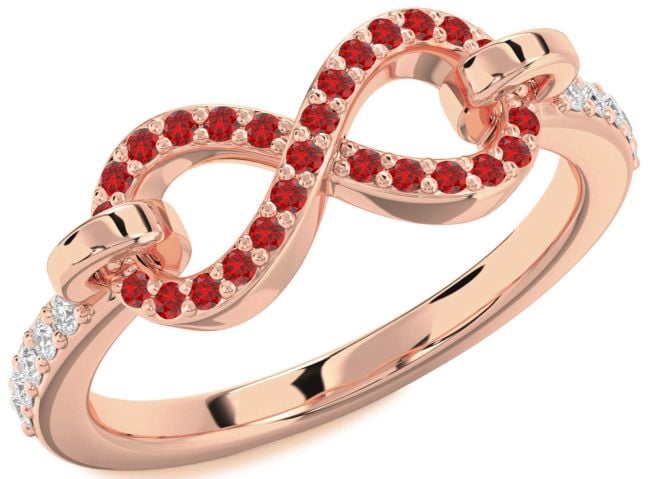 Diamond Ruby Rose Gold Infinity Ring