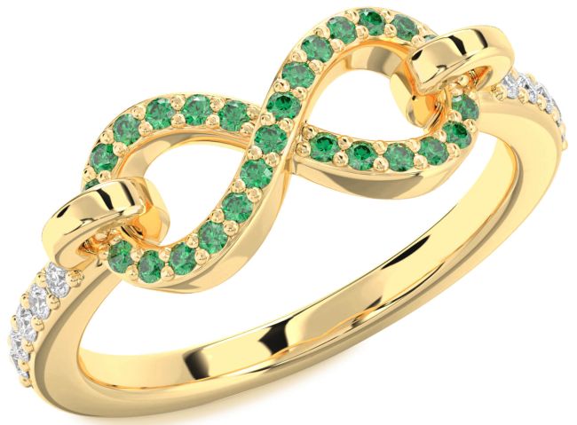 Diamond Emerald Gold Infinity Ring