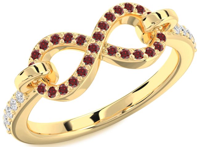 Diamond Garnet Gold Infinity Ring