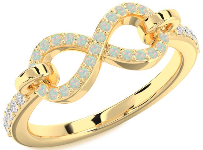 Diamond Opal Gold Infinity Ring