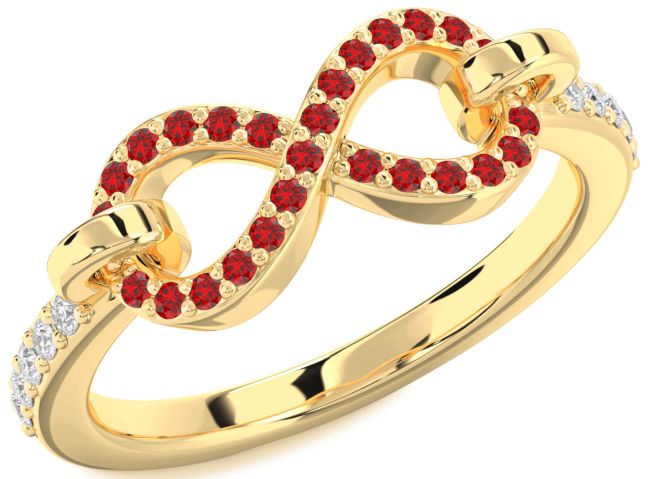 Diamond Ruby Gold Infinity Ring