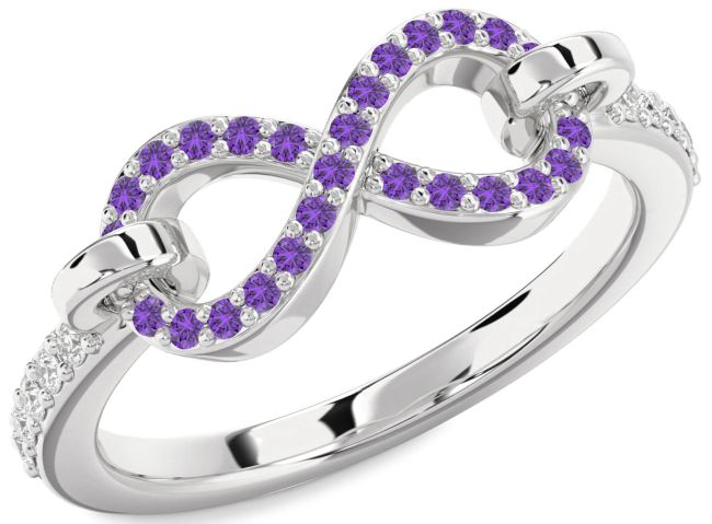 Diamond Amethyst Platinum Infinity Ring