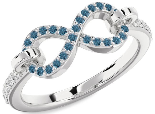 Blue Diamond Platinum Infinity Ring