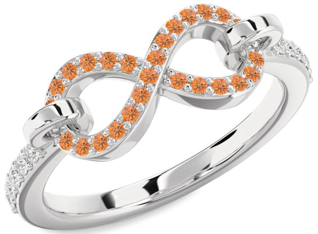 Diamond Citrine Platinum Infinity Ring
