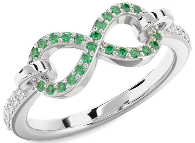 Diamond Emerald Platinum Infinity Ring