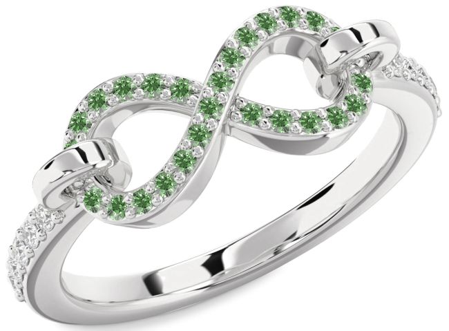 Green Diamond Platinum Infinity Ring