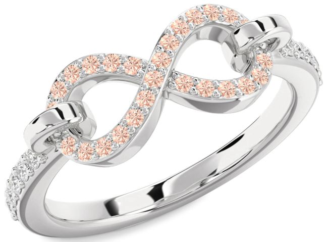 Diamond Morganite Platinum Infinity Ring